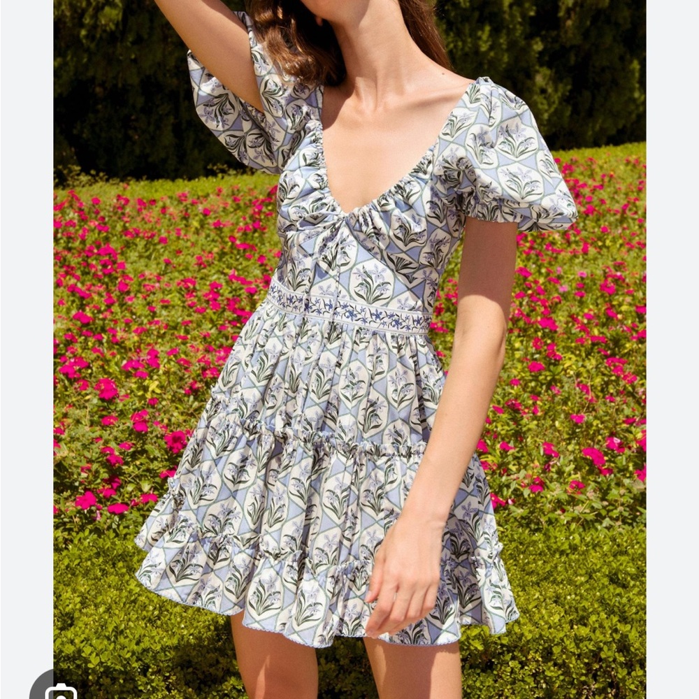 Agua Bendita manzanilla cotton mini dress